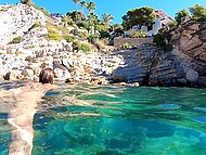 Guy fucks Polish teen's mouth and pussy like a real man on the rocks by the ocean 11