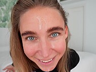 Polish girl with mask sucks dick and then takes off mask so as not to stain it with sperm 11