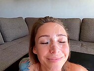 Amateur Polish housewife exploits tongue and pussy to satisfy man who covers her with sperm 7
