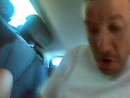 Tattooed Polish whore gives her shaved vagina to boy in different poses in the car 11