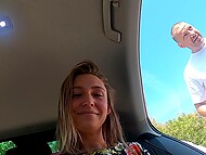 Sexy Polish girl in a dress is shy, but impudent man still insists and fucks her in the car 6