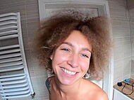 Cute Polish girlfriend with new fuzzy haircut sucks dick and then has vaginal sex standing up 11