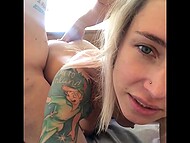 Dude with glasses takes camera to show the result of anal penetration of his blonde girlfriend 4