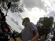 Passionate outdoor sex video of the most lascivious Polish chick and the biker boyfriend 8