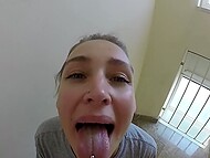 Slim Polish slut sucks guy on stairs and then swallows all the fresh sperm on camera 11