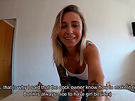 Amateur Polish slut in white wife-beater and blue jeans pleases man with hands only 6