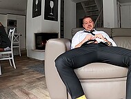 Polish girl doesn't want to be bonked tonight so man has to jerk off on his own in her presence 4
