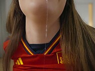 Football fan has sex with attractive sweet thing in the living room and cums on the face 4