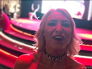 Crazy German whore gives blowjob and gets fucked by cameraman in the public place 11