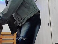 Striptease act filmed on home camera with participation of slender man in the solo porn video 9