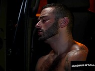 Passionate anal sexual scene featuring two strong sexy boys who get it on in the dark 11