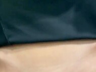 Girl with dark hair spends time with boyfriend in the fresh air and shows what is under the skirt 4