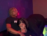 Black man gets his crushing dick out the pants and fucks chubby girl in the night club 6