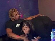 Black man gets his crushing dick out the pants and fucks chubby girl in the night club 7