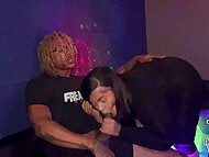 Black man gets his crushing dick out the pants and fucks chubby girl in the night club 8