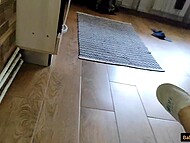 18-year-old Romanian bitch with an unshaved cunt lets the guy fuck her with a turned-on camera 4