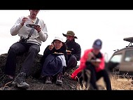 Cute Asian tourist and her boyfriend have sex for the camera in the tent after good safari 4