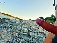 Perverted dude came to the riverbank and recorded himself jerking off to the girl he saw 9