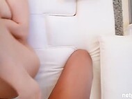Beauty with saggy tits arrives at audition to get penetrated with agent's black obelisk 4