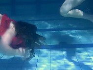 Young girls enjoy swimming in the pool and demonstrate gentle pussies and natural tits 6