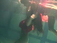 Young girls enjoy swimming in the pool and demonstrate gentle pussies and natural tits 7