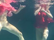 Young girls enjoy swimming in the pool and demonstrate gentle pussies and natural tits 8
