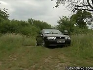Stupid European teeny got into a car accident at driving lesson and went to the woods to fuck the instructor 5