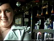 Chubby British MILF flashes assets in public and even gets penetrated with dildo under the bridge 5