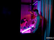 Dazzling whore from the Red Light District fucks the stud while the other guy jerks off to them 4