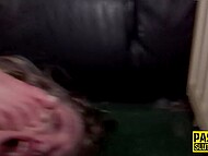 Skinny submissive bitch with tiny tits has hardcore BDSM session with her experienced master at home 9