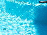 Slim brunette pleases her man with underwater blowjob and takes his dong into her cunt in the pool 4