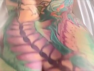 Inked red-haired cougar with big natural melons spreads legs to take stiff boner and gets facialized in POV 6