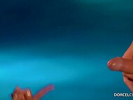 Passionate brunette in swimsuit takes lover’s dong into her mouth and enjoys pussyfuck in the pool 5