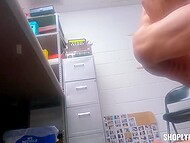 Sexy shoplifter with big boobs gets caught and fucked by the muscular security guard in his chamber 9