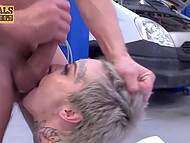 Submissive short-haired slut gags on the master’s stiff cock and moans during hardcore pounding 11
