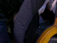 A crowd of perverted studs held group session with a cute whore and gave her DP right in the bus 4