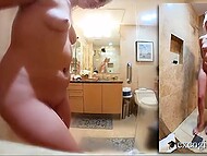 Pretty college wench spreads legs for cunnilingus from the partner and then gets fucked by him till creampie 11