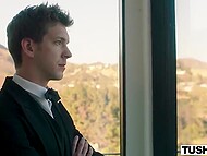 Two adorable cougars with big tits rush to suck massive dick and take turns having their asses pounded 11