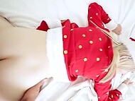 Teen blonde adores her new stepdad so much that presents him with New Year blowjob and anal fucking 4