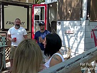 Mature swinger sluts with big asses swap their hubbies and hold fantastic group sex in the open air 4