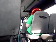 Perverted Czech MILF showed her huge boobs for cash and hot mature let the man fuck her in the bus 8