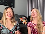 Cute amateur blondes have wonderful time licking and fingering each other and reaching good orgasms 10