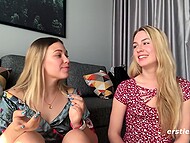 Cute amateur blondes have wonderful time licking and fingering each other and reaching good orgasms 9