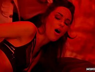 A crowd of horny dudes stick cocks into cunts and asses of sluts and spray them with cum in orgy 7