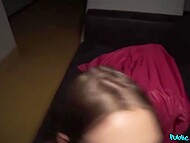 Appealing amateur wench agrees to blow a stranger for cash and then spreads legs to take his dick for POV video 9