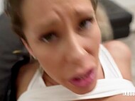 Professional dick drainer Nikki Brooks exposes her big breasts and spreads legs to have trimmed twat plowed 7