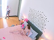 Instead of masturbation with pink toy cutie Myra Moans chooses her brother's dick and fucks with him 4