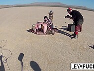 Two horny viking girls play with impromptu sex toys and lick pussies during outdoor photoshoot 10