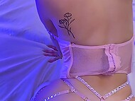 Beautiful blonde surprises her friend with a POV blowjob and fucks with him demonstrating sexy pink panties 6