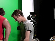 Lustful skinny cameraman admires huge curves of the chubby weather forecaster and seduces her on fucking 5